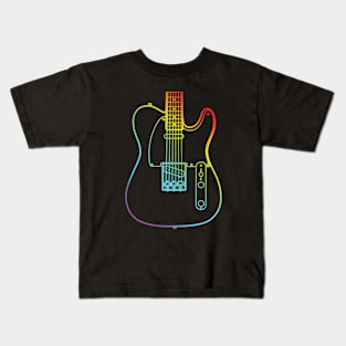 T-Style Electric Guitar Body Colorful Outline Kids T-Shirt